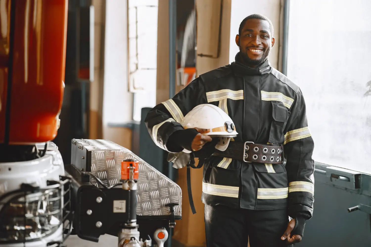 foto de um bombeiro civil com o capacete na mão
